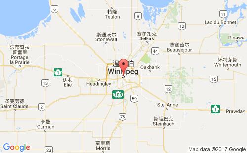 加拿大海运港口温尼伯winnipeg港口地图